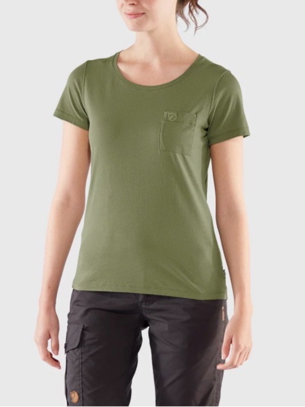 Fjallraven Women’s Olive Green Ovik Scoop Neck Pocket Tee T-Shirt Sz. M